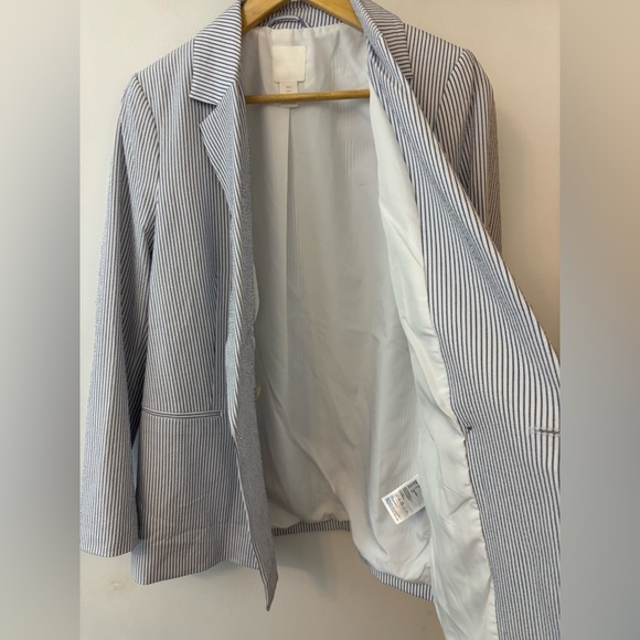 H&M Oversized Seersucker Double Breasted Longline Blazer - Picture 3 of 9